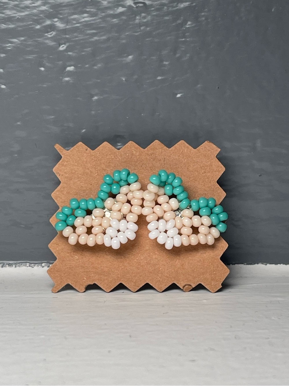Huichol Beaded Heart Stud Earrings